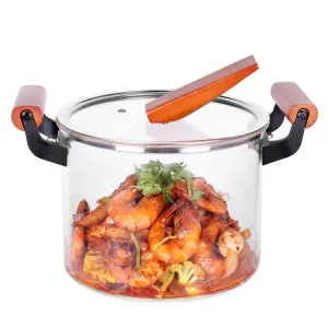 طقم أواني طهي ميكروويف من الزجاج المقاوم للحرارة - Heat Resistant Cooking Glass Pot Transparent