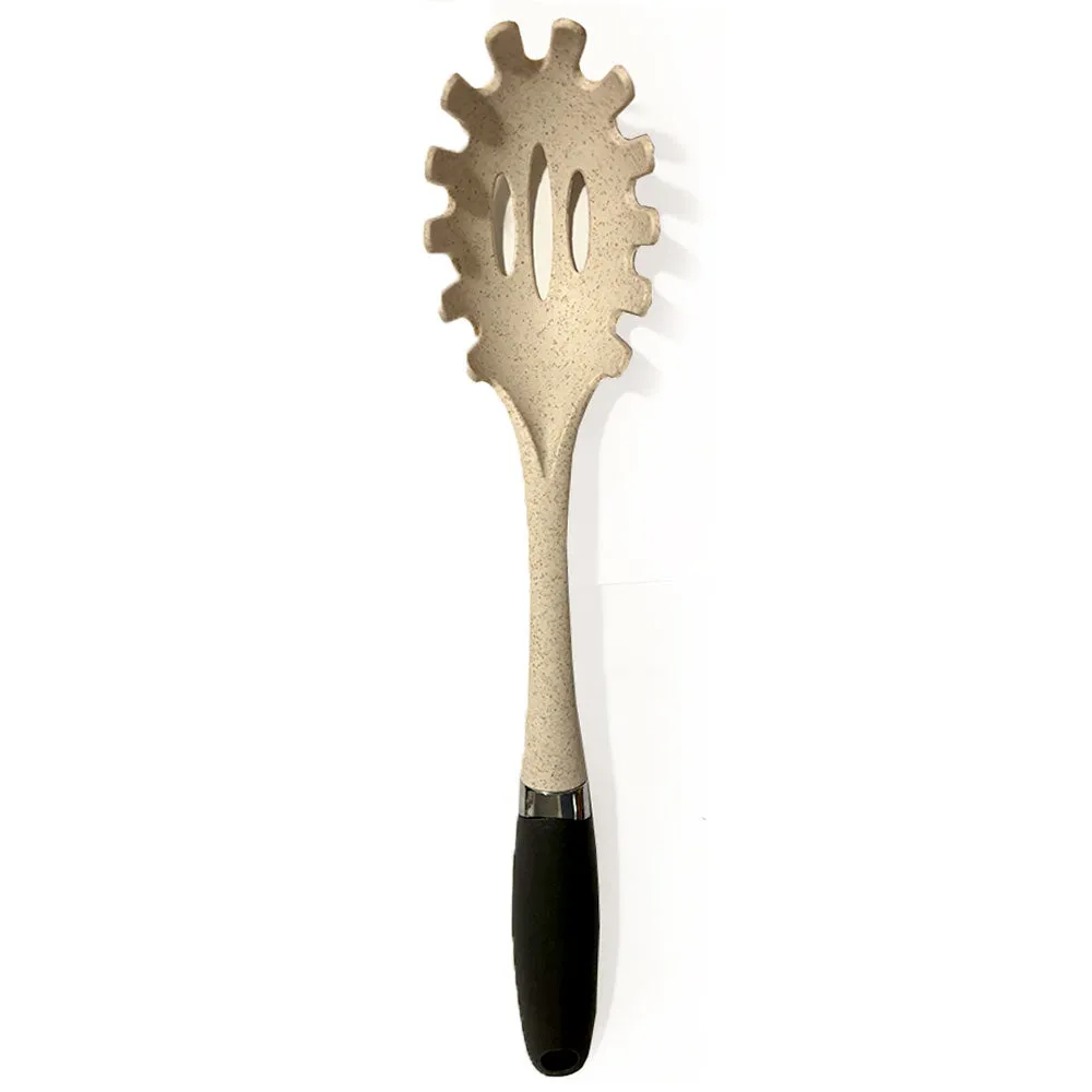 1 Pasta Server Spoon Spaghetti Noodle Nylon Utensil Slotted Wheat Straw 13.4"L