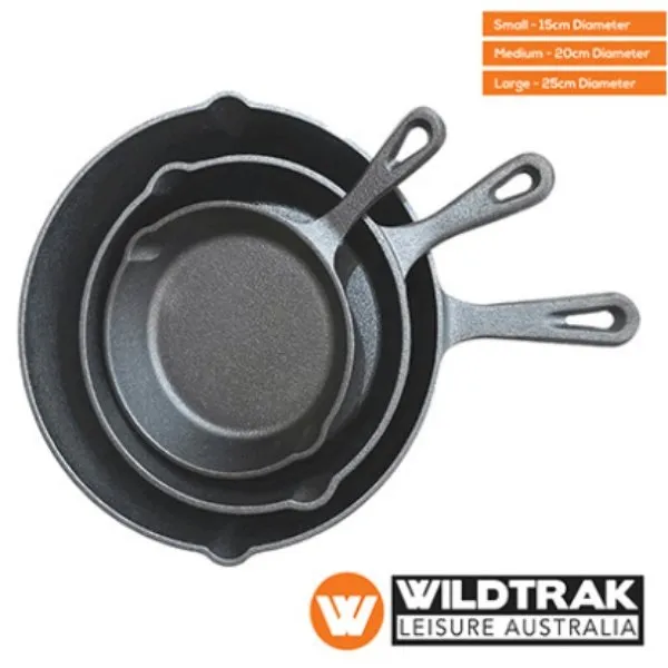 3 Piece Cast Iron Frypan Skillet Set