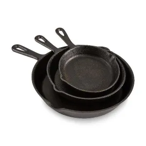 3 Piece Cast Iron Frypan Skillet Set