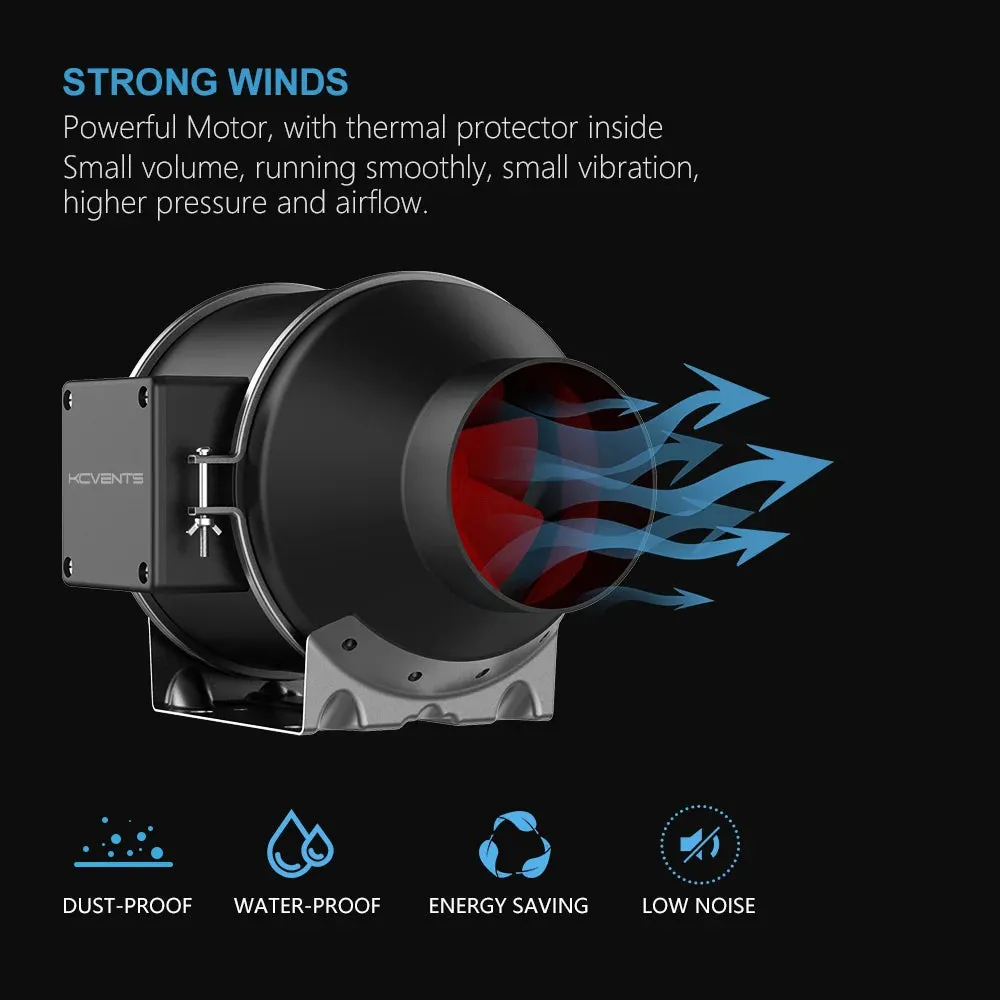 4 Inch Inline Exhaust Fan With 0-100% Speed Controller | Professional Series