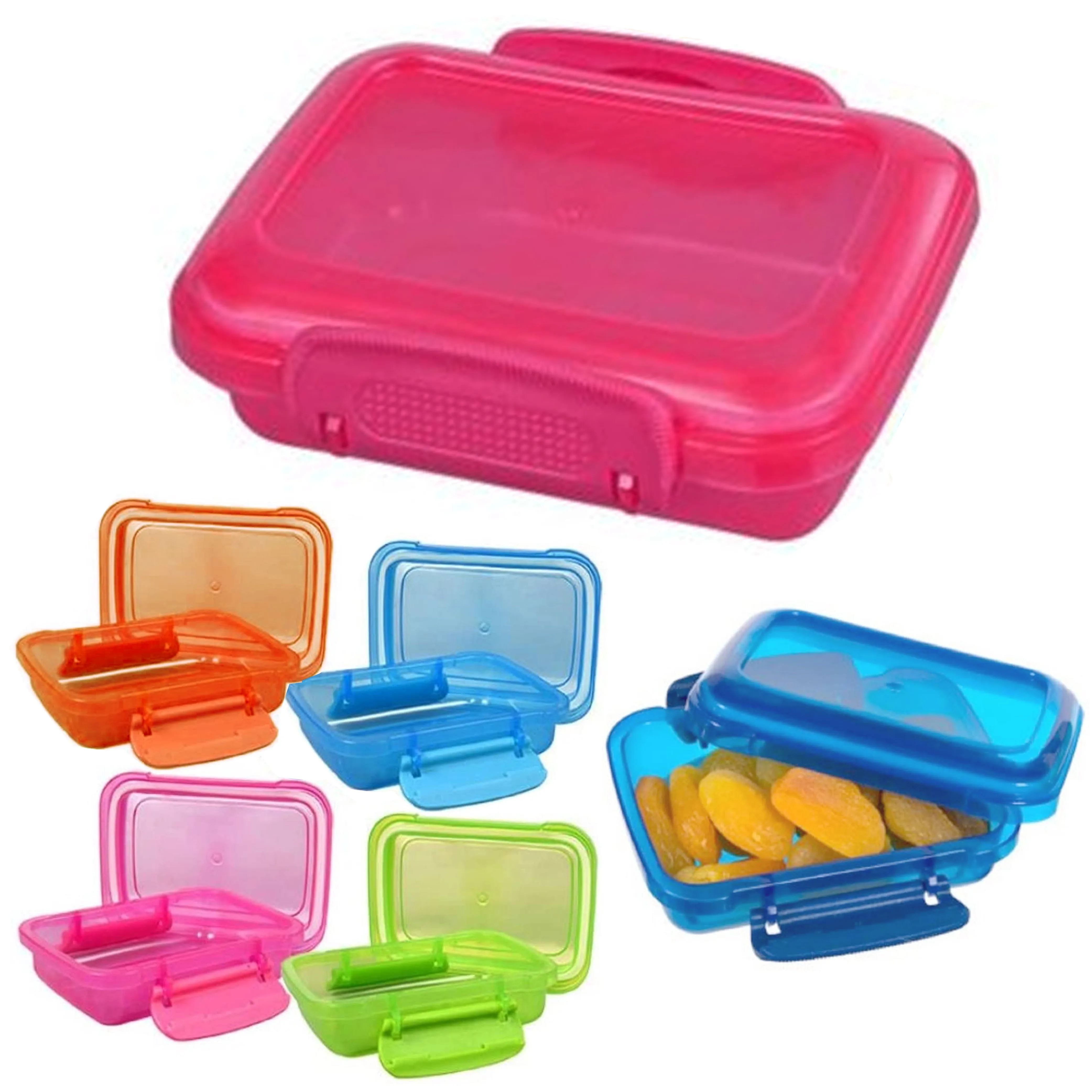 6 Pc Mini Snack Container Lockable Lid Knick Knack Bead Organizer Storage Candy