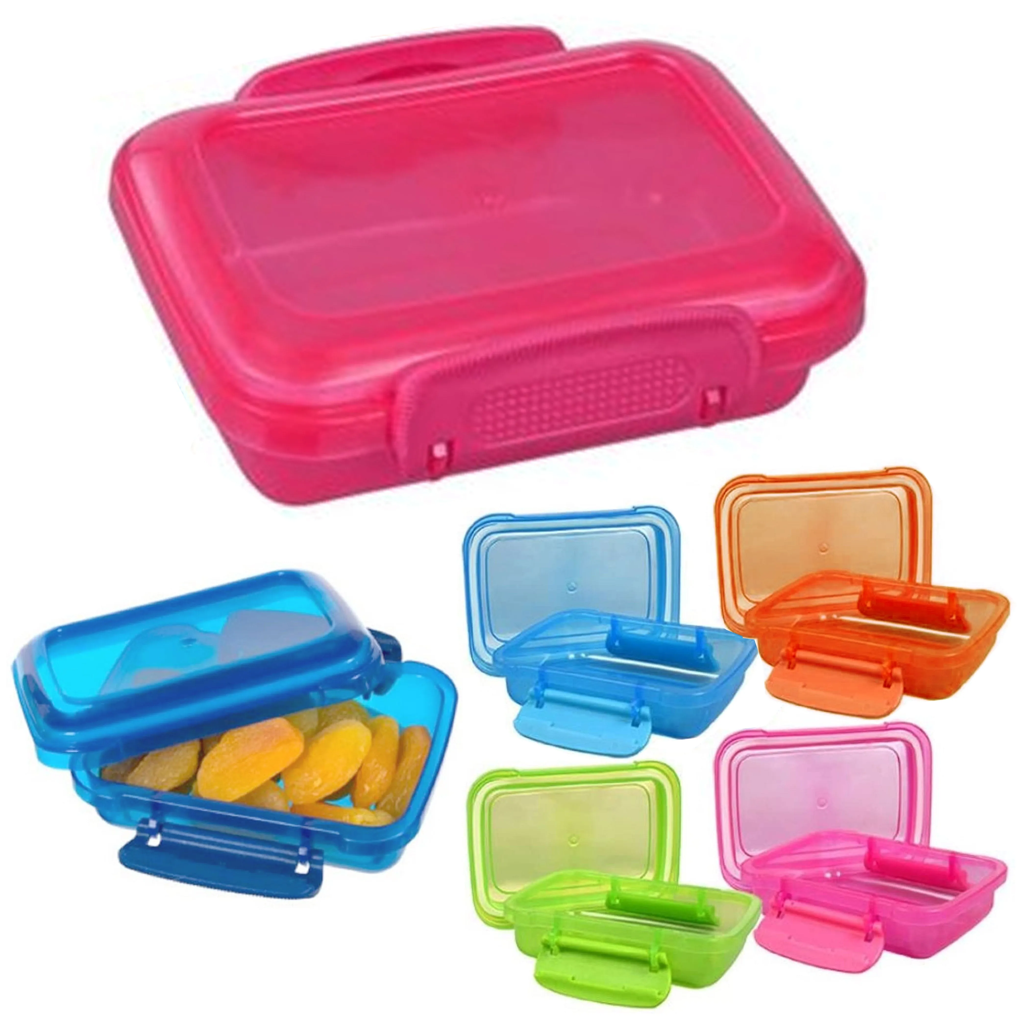 6 Pc Mini Snack Container Lockable Lid Knick Knack Bead Organizer Storage Candy