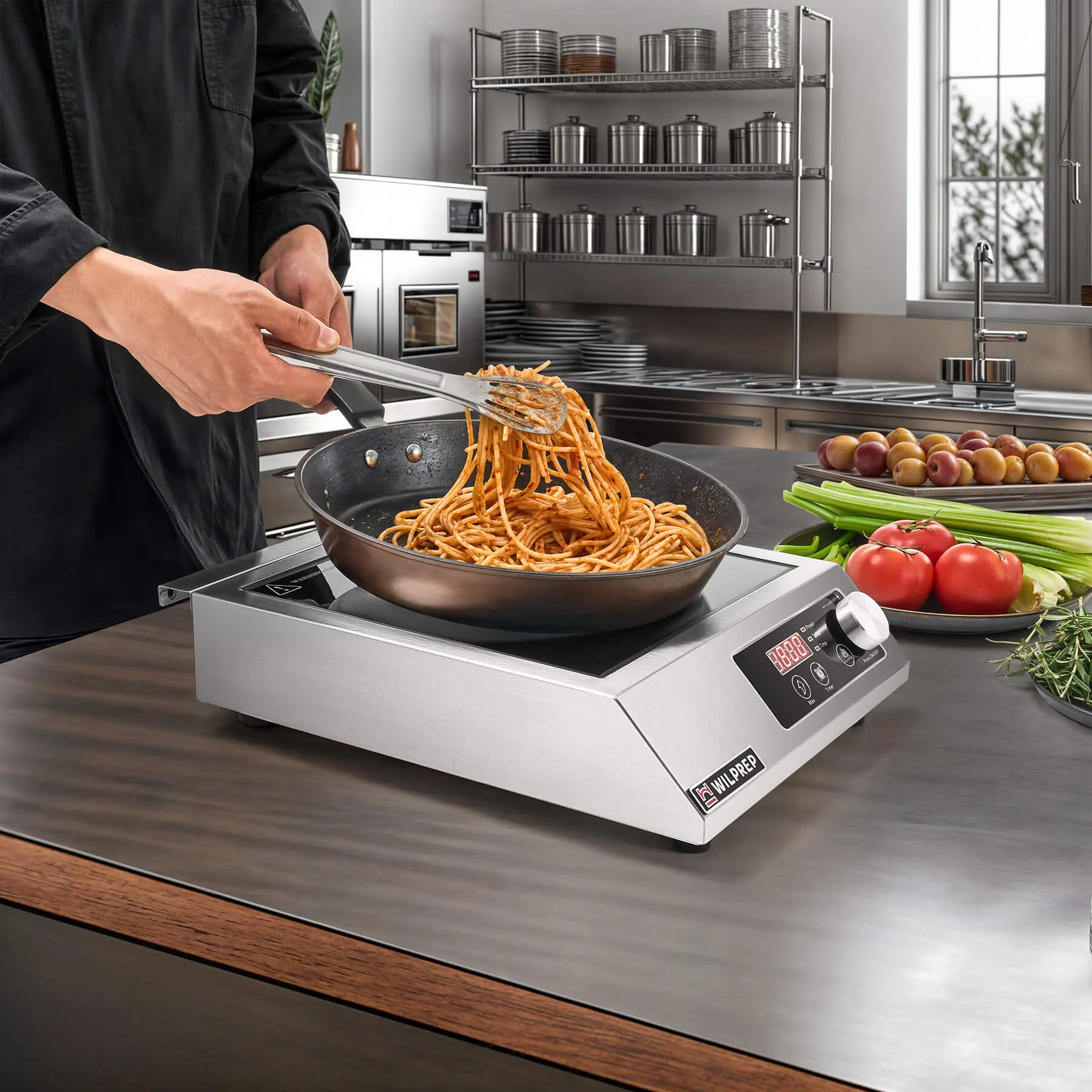 Commercial  Countertop Induction Cooktop 1800W Knob & Digital Control