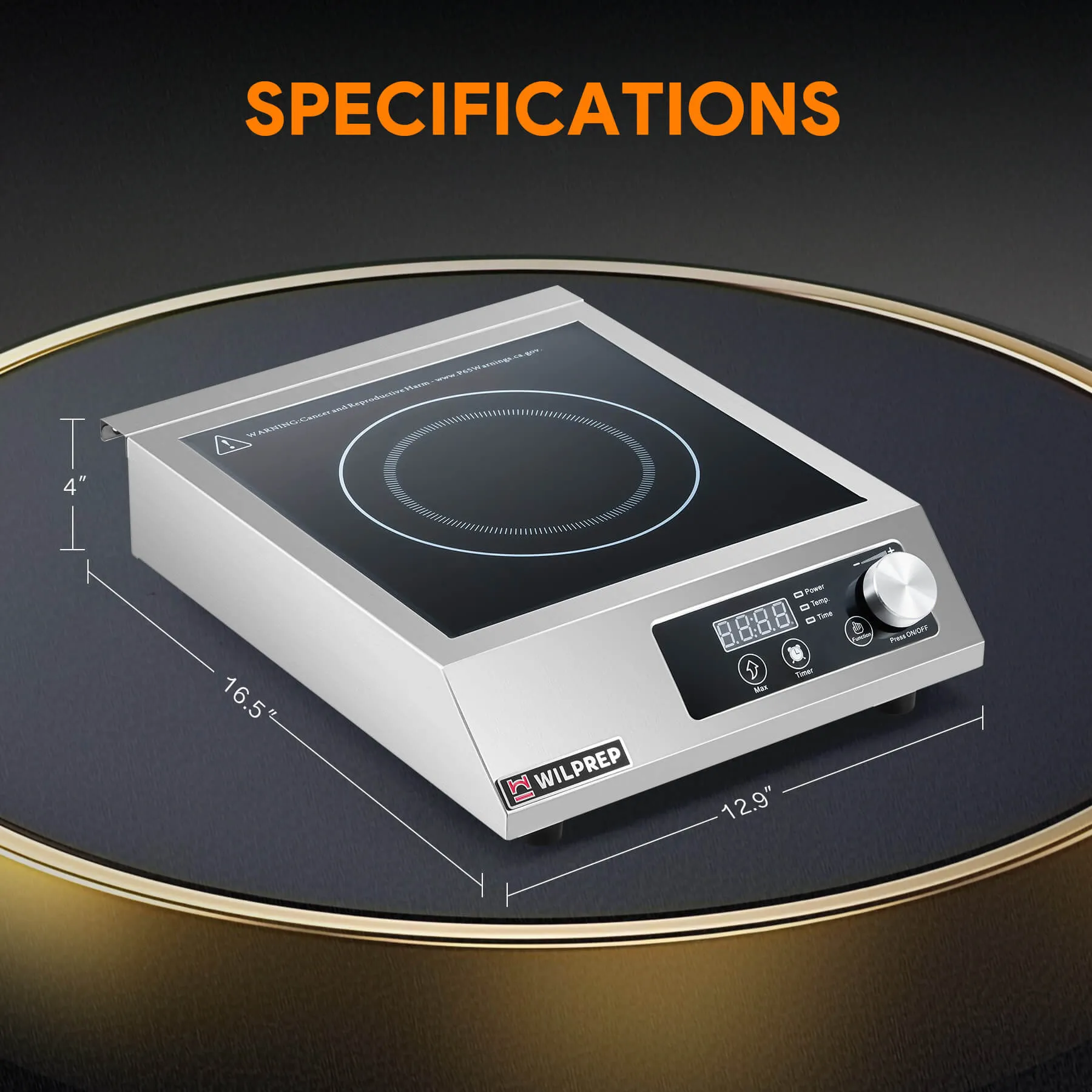 Commercial  Countertop Induction Cooktop 1800W Knob & Digital Control
