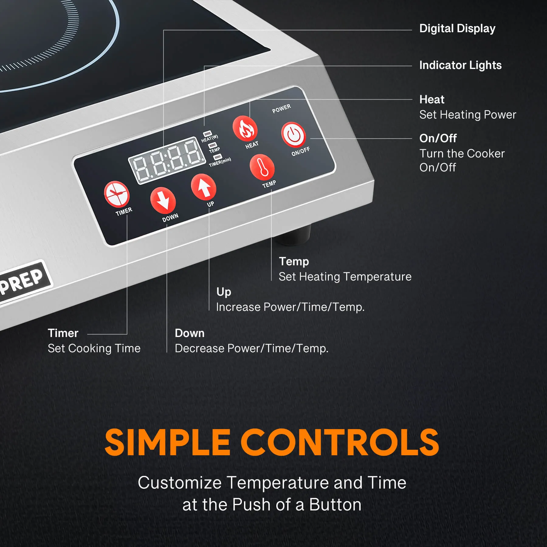 Commercial Countertop Induction Range 1800W Digital Control