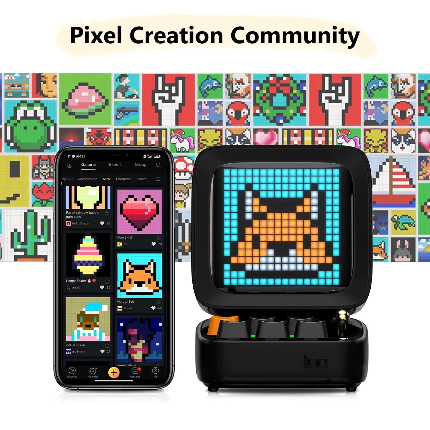 Ditoo Pixel Art Bluetooth Speaker Wireless 15W Output Power Gaming Room Setup with 16X16 LED App Controlled Front Screen