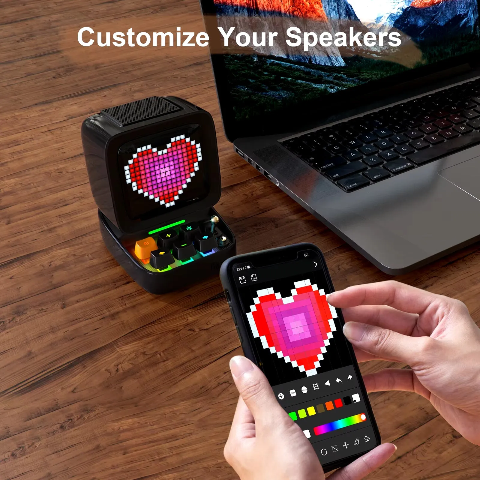 Ditoo Pixel Art Bluetooth Speaker Wireless 15W Output Power Gaming Room Setup with 16X16 LED App Controlled Front Screen
