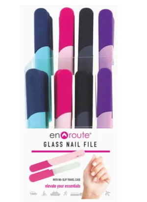 En Route Glass Nail File, In a No Slip Travel Case, Assorted