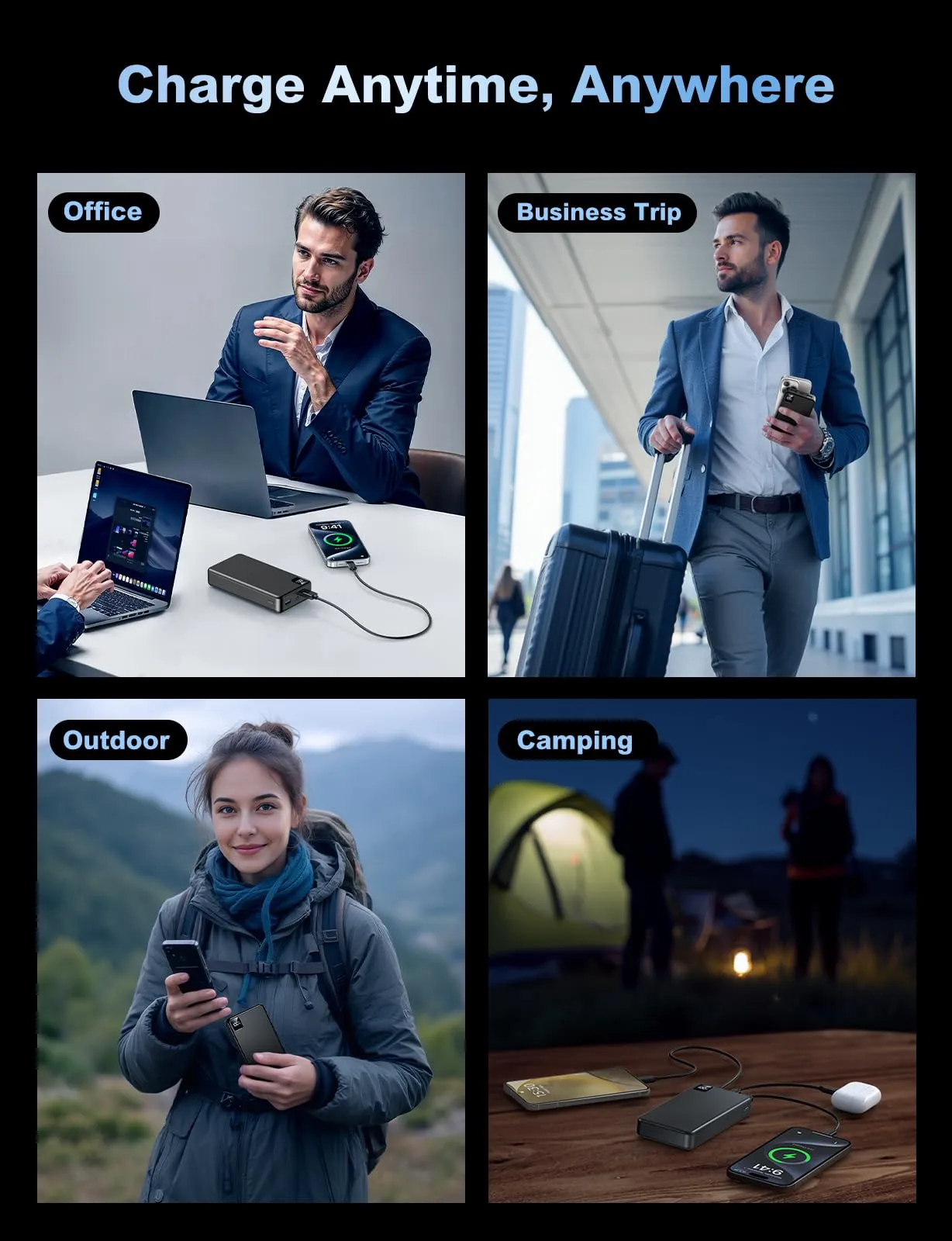 Moihosso Portable Charger Power Bank 56800mAh Battery Pack-22.5W Fast Charging with USB C & LED Display, 3 Outputs High Capacity Portable Power Bank for iPhone 16/15/14/13 Series, Samsung, iPad etc