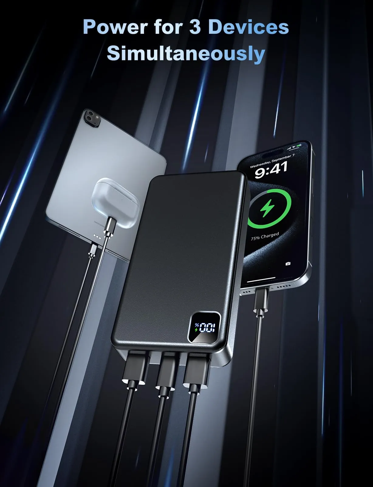 Moihosso Portable Charger Power Bank 56800mAh Battery Pack-22.5W Fast Charging with USB C & LED Display, 3 Outputs High Capacity Portable Power Bank for iPhone 16/15/14/13 Series, Samsung, iPad etc