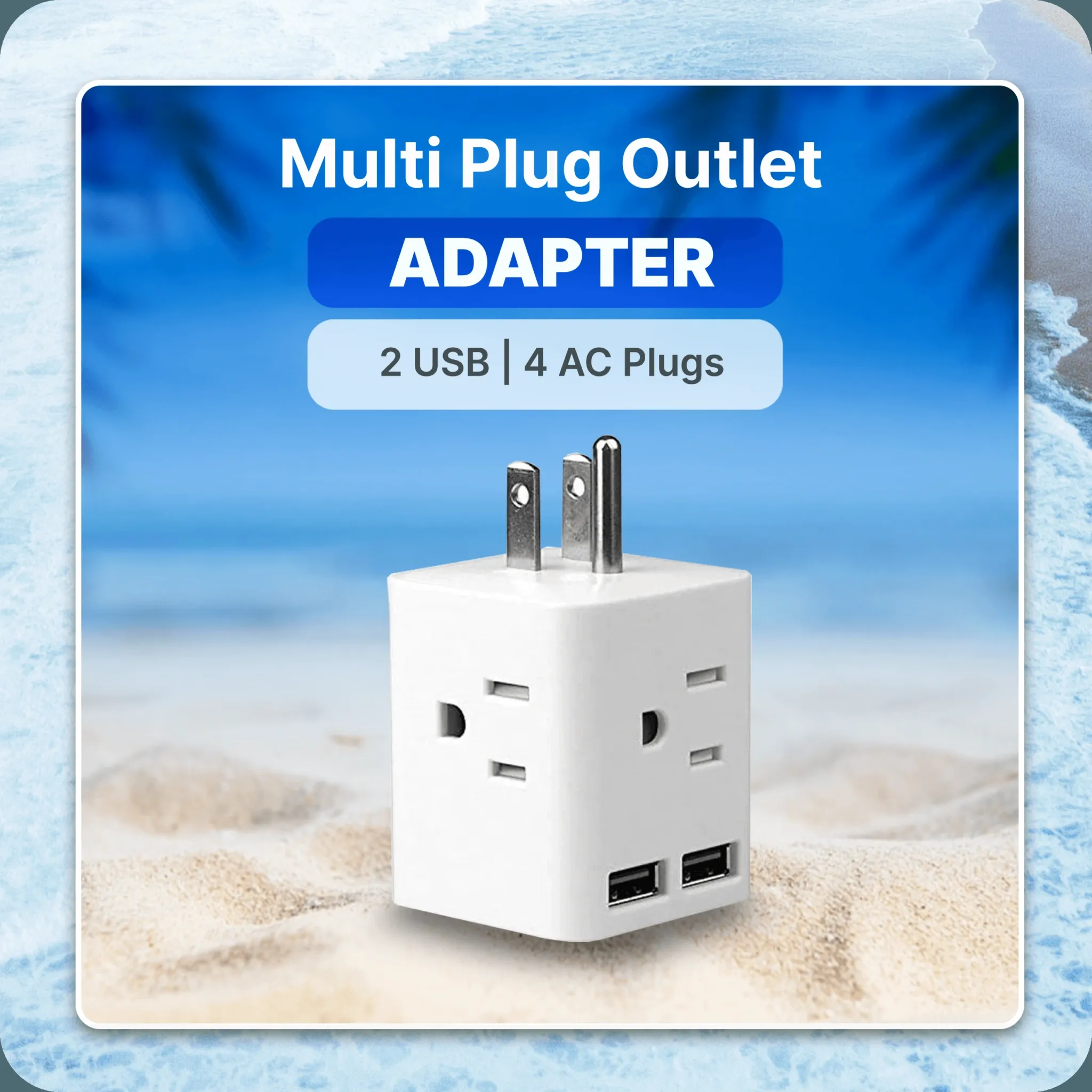 Multi Plug Adapter for Travel | 2 USB | 4 AC Plugs | Cruise Ship Approved - CruisePaks
