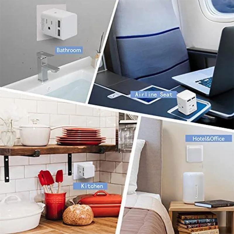 Multi Plug Adapter for Travel | 2 USB | 4 AC Plugs | Cruise Ship Approved - CruisePaks