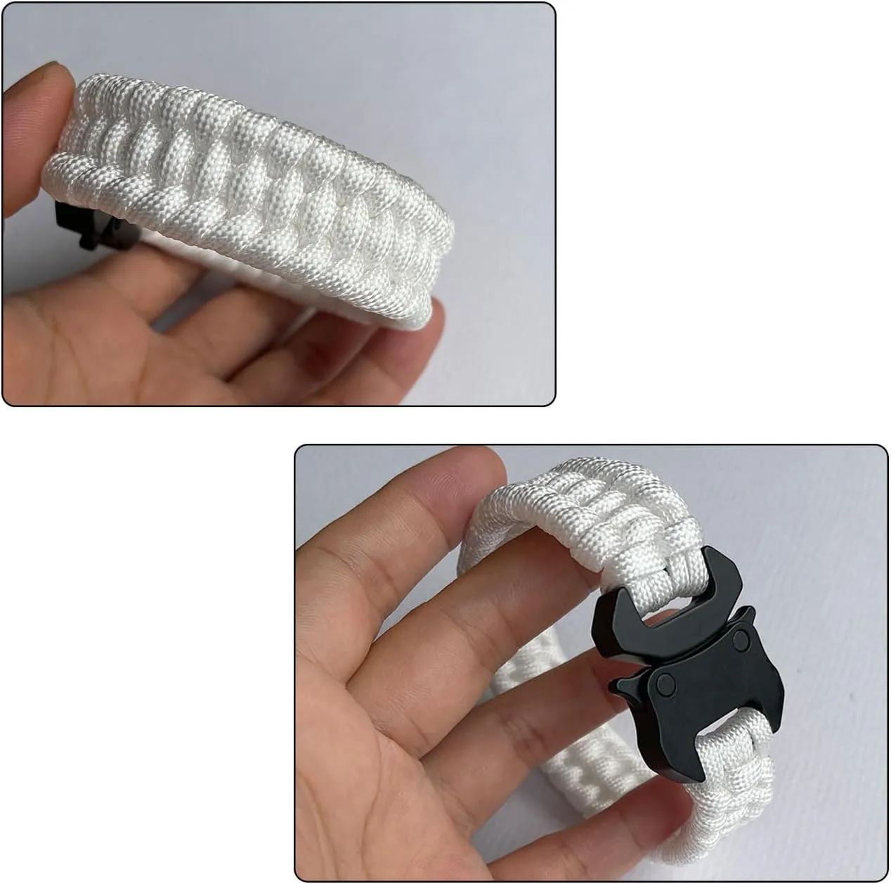 Parachute Cord Bracelets Trilobite Weaved Paracord Bracelet with Side Release Buckle 8.7 inch Black Bracelet for Men Women 1 Set