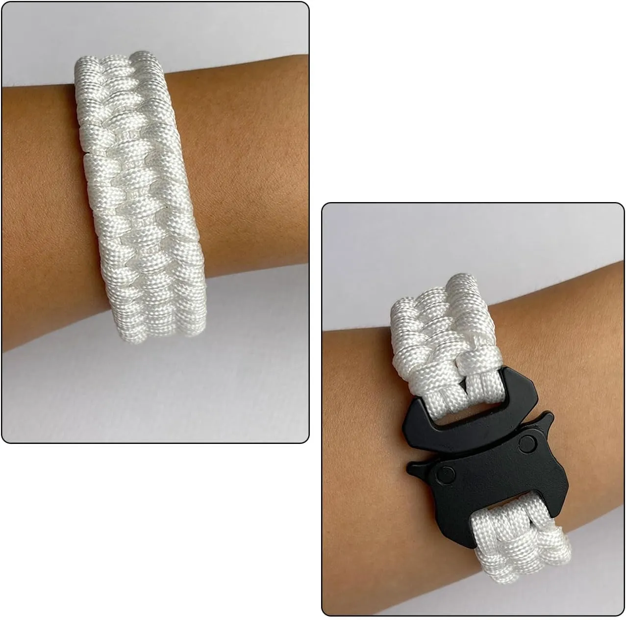 Parachute Cord Bracelets Trilobite Weaved Paracord Bracelet with Side Release Buckle 8.7 inch Black Bracelet for Men Women 1 Set