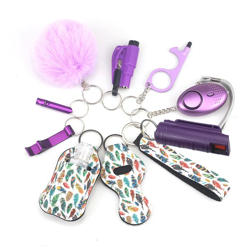 Pepper Spray Blank-Labeled Mace 11-Piece Safety Keychain Set