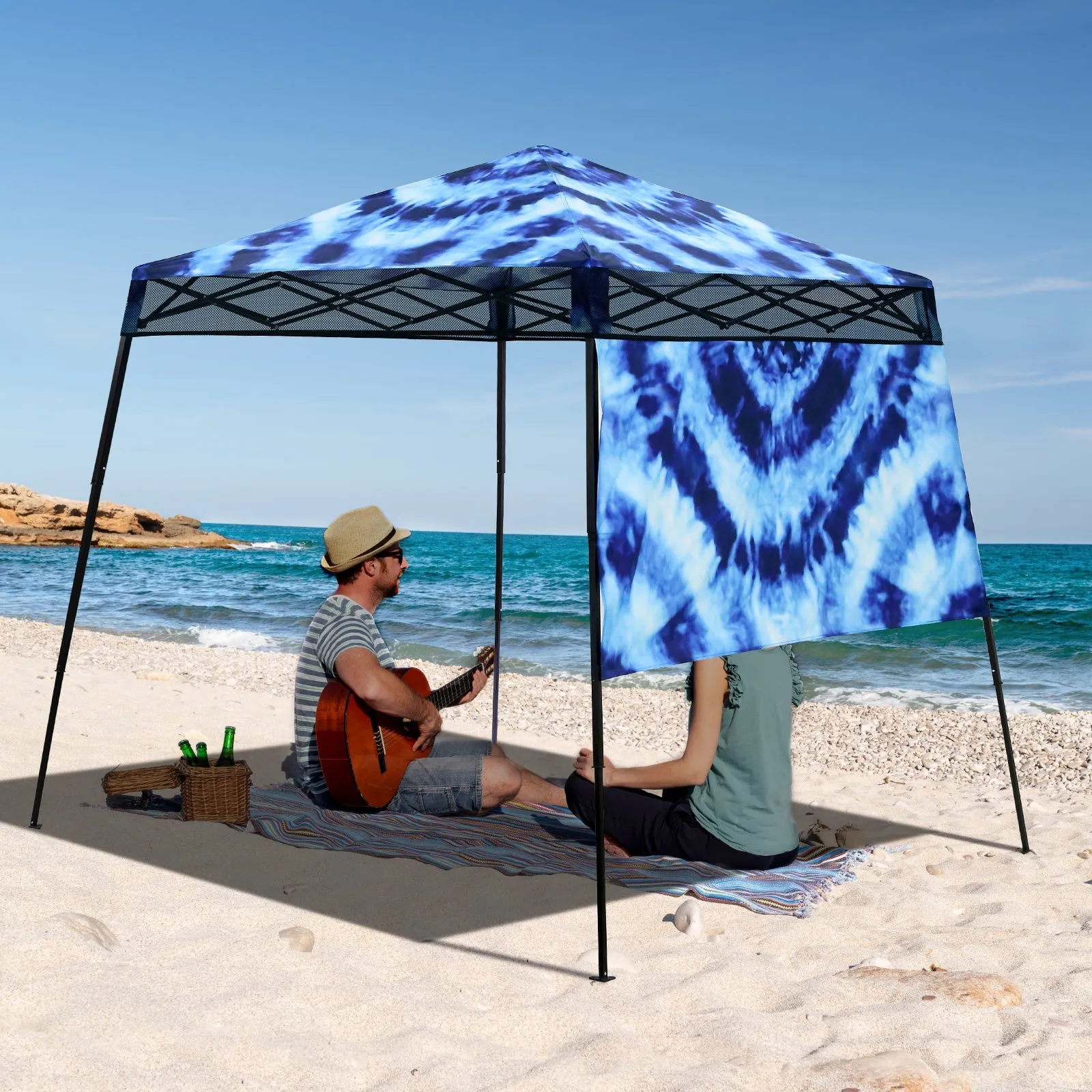 SHADE GRAPHiX Day 8x8 Tripper Pop Up Canopy Tent with Digital Printed,Tie Dye Blue