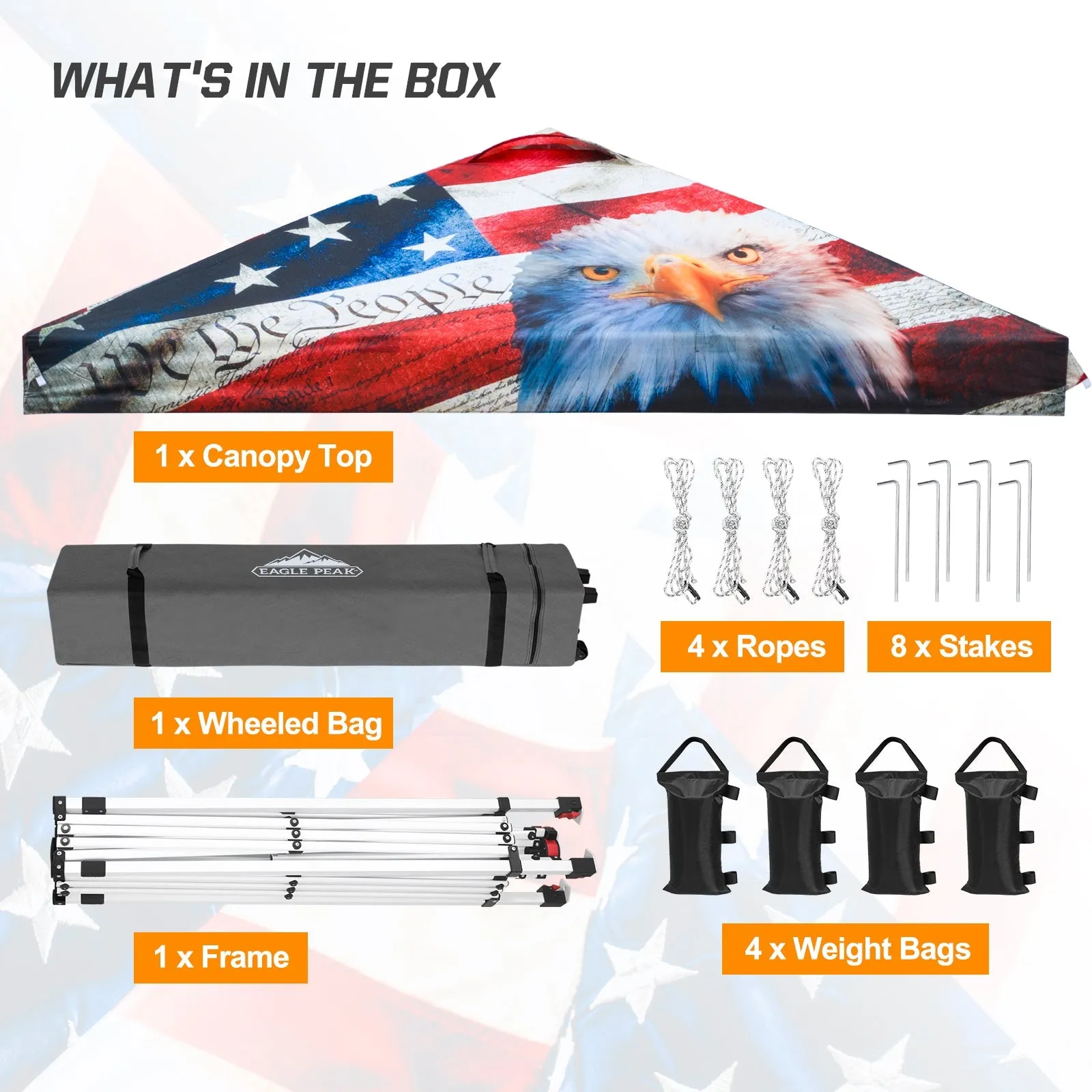 SHADE GRAPHiX Easy Setup 10x10 Pop Up Canopy Tent with Digital Printed American Icon Top