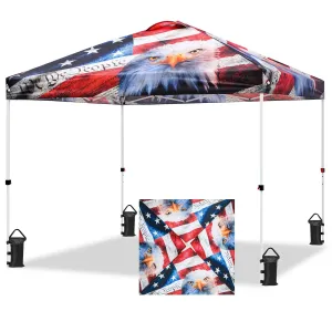 SHADE GRAPHiX Easy Setup 10x10 Pop Up Canopy Tent with Digital Printed American Icon Top