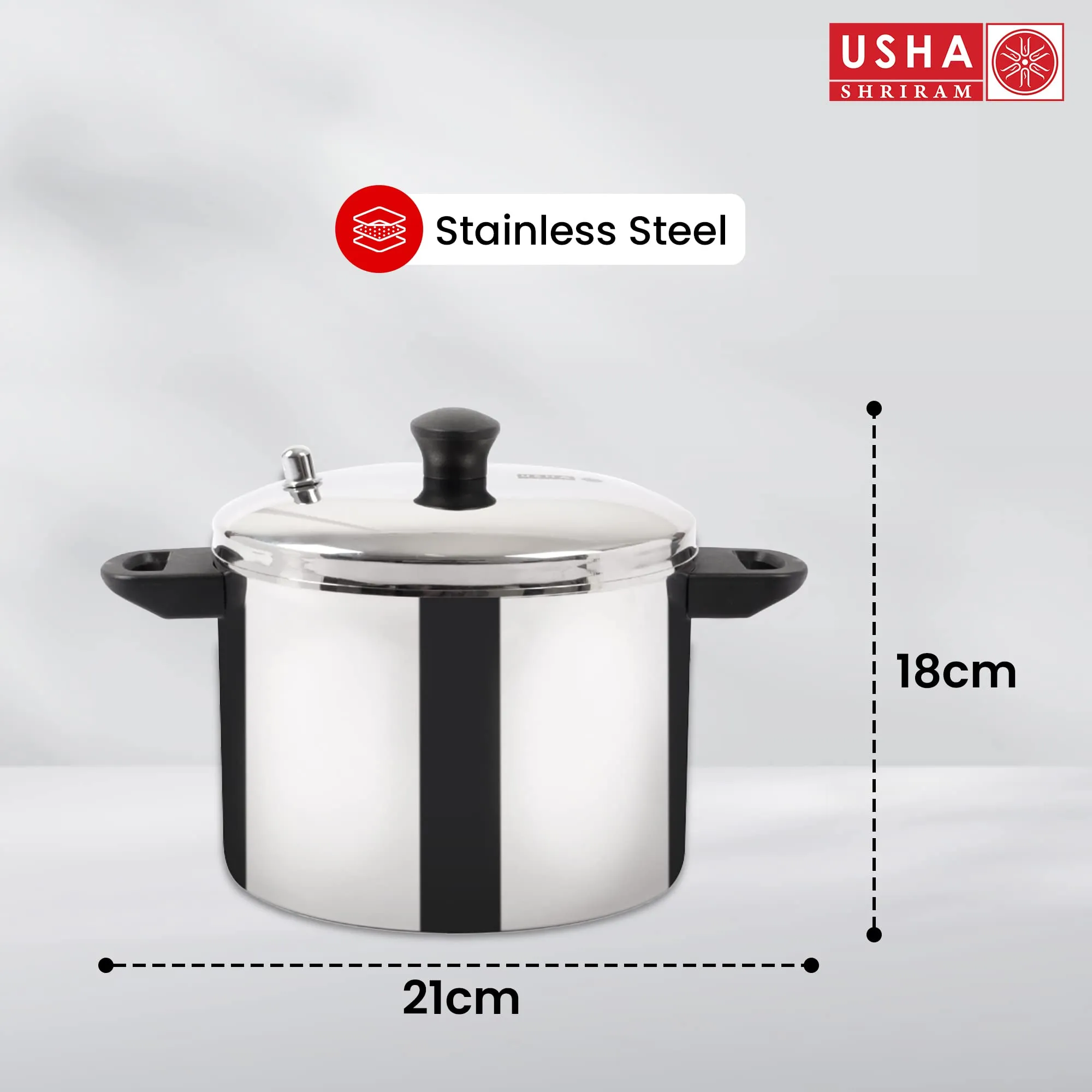 USHA SHRIRAM Stainless Steel Idli Cooker | Induction & Gas Friendly | Idly Maker with Stand | Steel Steamer For Cooking | Steamer For Vegetables Cooking (Round - 4 Plate)