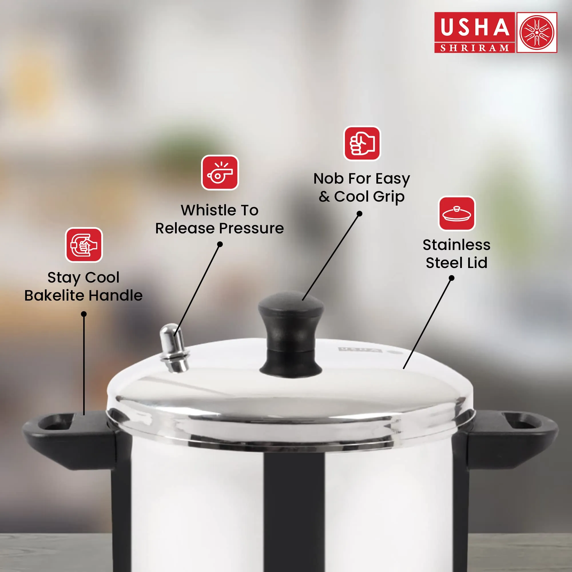 USHA SHRIRAM Stainless Steel Idli Cooker | Induction & Gas Friendly | Idly Maker with Stand | Steel Steamer For Cooking | Steamer For Vegetables Cooking (Round - 4 Plate)